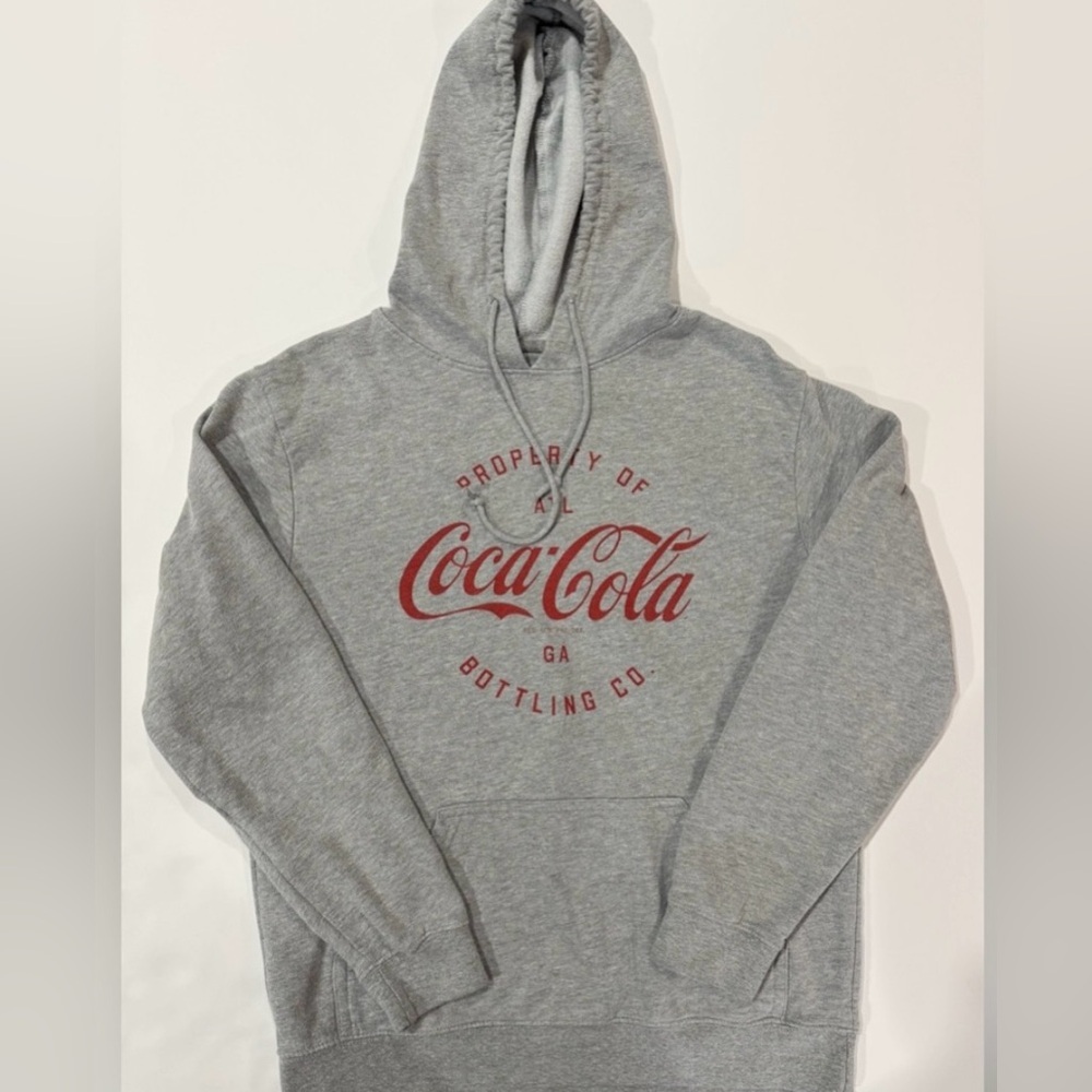 Coca Cola Hoodie ATL GA Bottling Co Gray Graphic Pullover Size M
